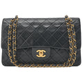 CHANEL Lambskin Matlasse W Flap 25cm Chain Shoulder Navy Gold-Tone Hardware, Pre-Owned