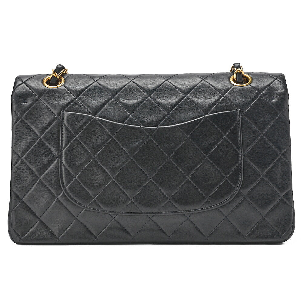CHANEL Lambskin Matlasse W Flap 25cm Chain Shoulder Navy Gold-Tone Hardware, Pre-Owned