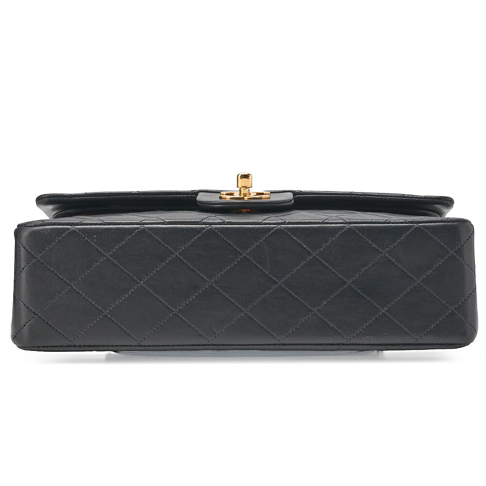 CHANEL Lambskin Matlasse W Flap 25cm Chain Shoulder Navy Gold-Tone Hardware, Pre-Owned