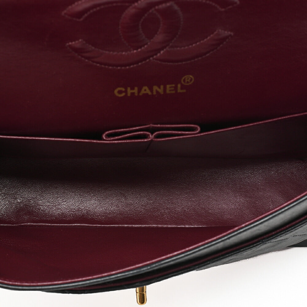 CHANEL Lambskin Matlasse W Flap 25cm Chain Shoulder Navy Gold-Tone Hardware, Pre-Owned