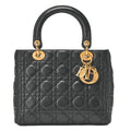 Dior Lady Dior Cannage Handbag Lambskin Gold-Tone Hardware, Pre-Owned