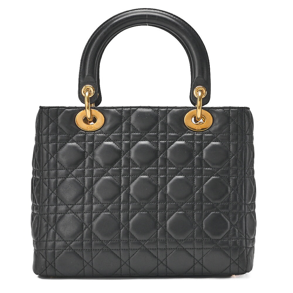 Dior Lady Dior Cannage Handbag Lambskin Gold-Tone Hardware, Pre-Owned