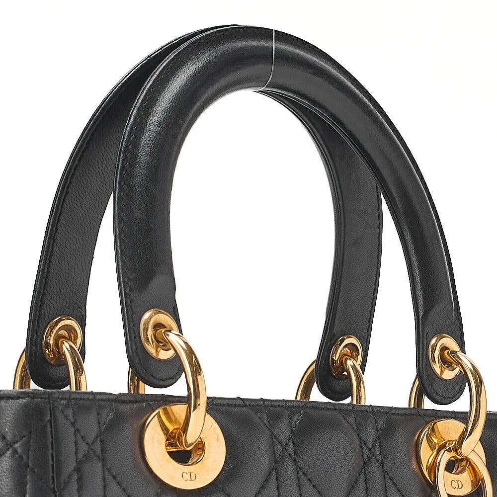 Dior Lady Dior Cannage Handbag Lambskin Gold-Tone Hardware, Pre-Owned