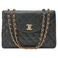 CHANEL Lambskin Matelasse Paris Limited Single Design Flap Shoulder Bag Black Gold-Tone Hardware, Pre-Owned