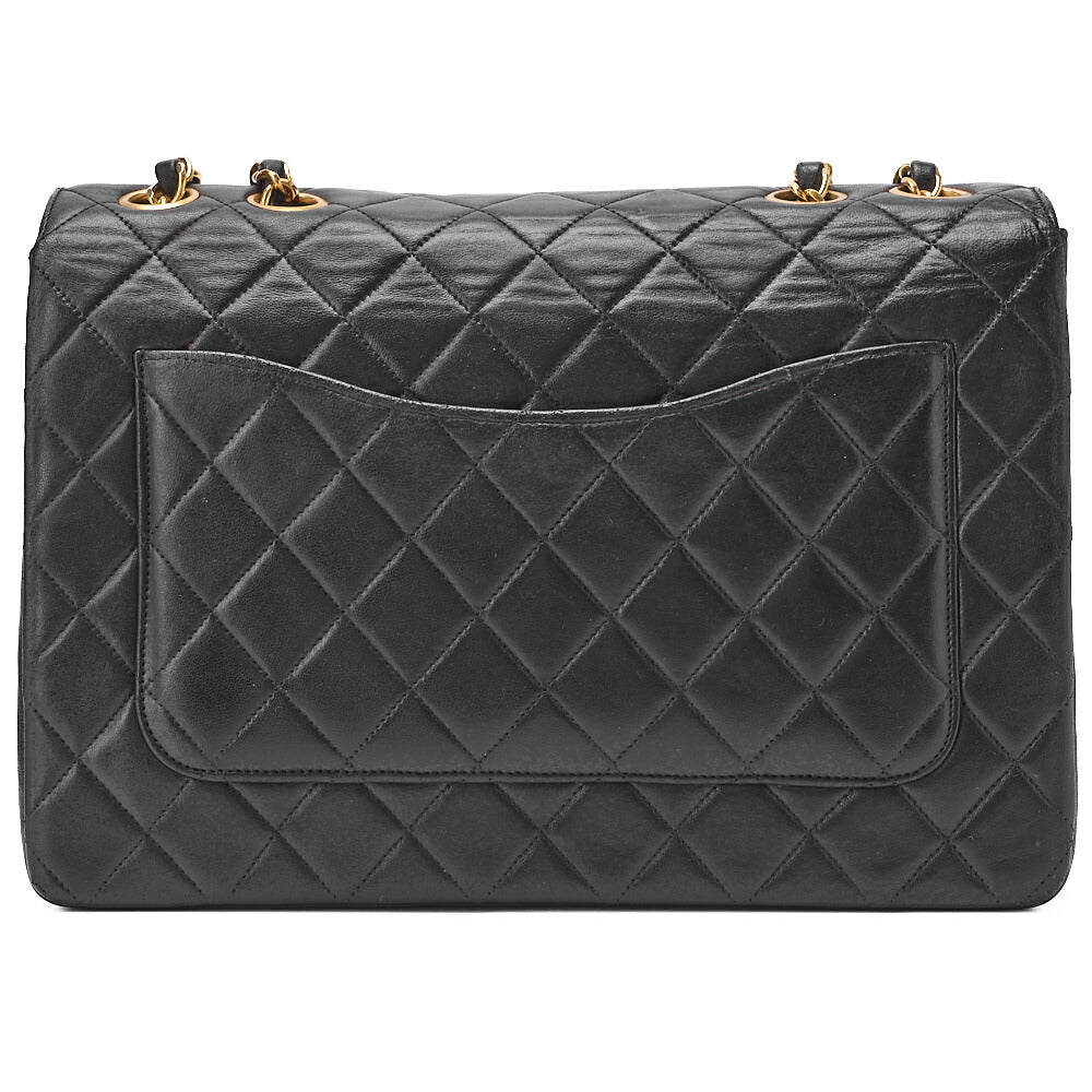 CHANEL Lambskin Matelasse Paris Limited Single Design Flap Shoulder Bag Black Gold-Tone Hardware, Pre-Owned