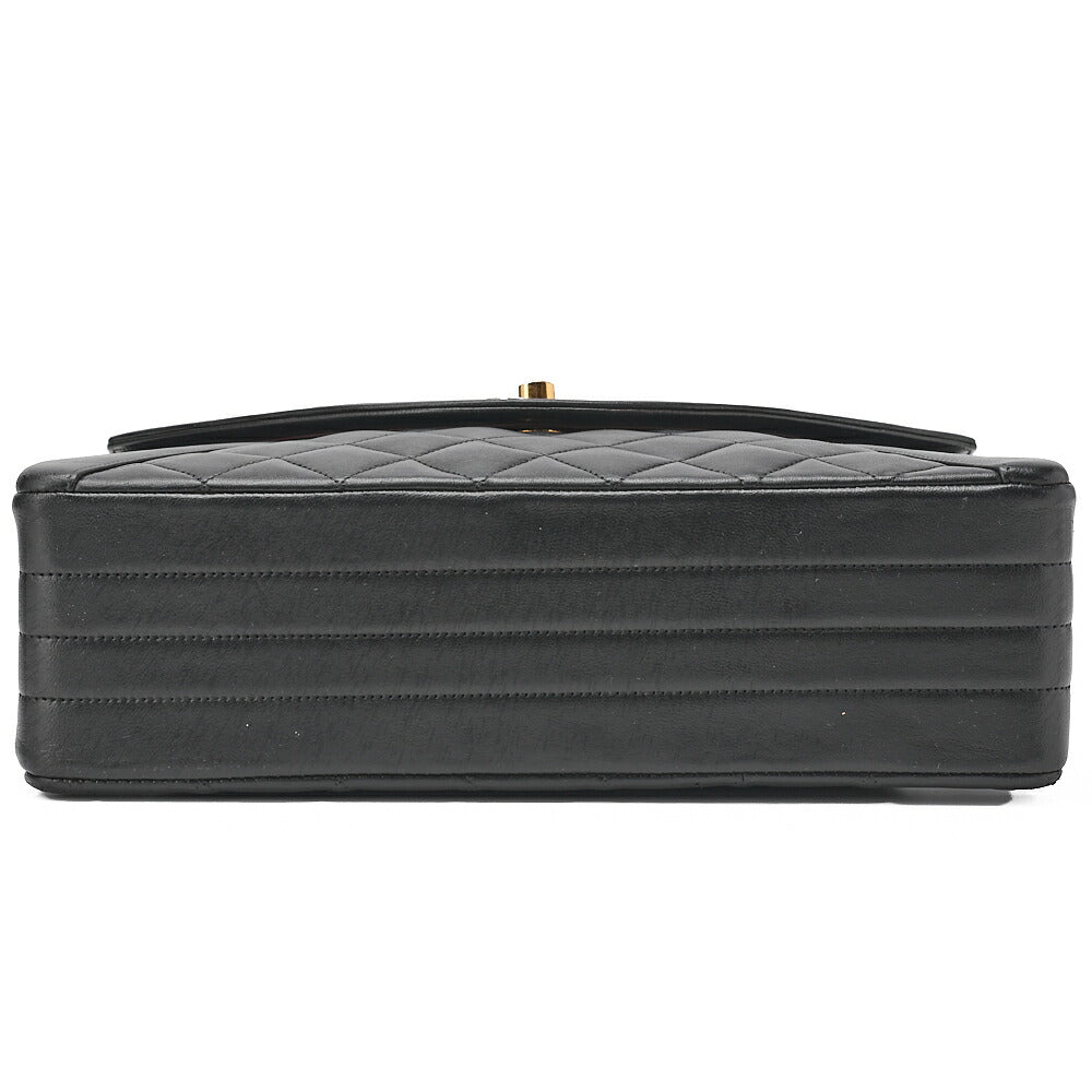 CHANEL Lambskin Matelasse Paris Limited Single Design Flap Shoulder Bag Black Gold-Tone Hardware, Pre-Owned