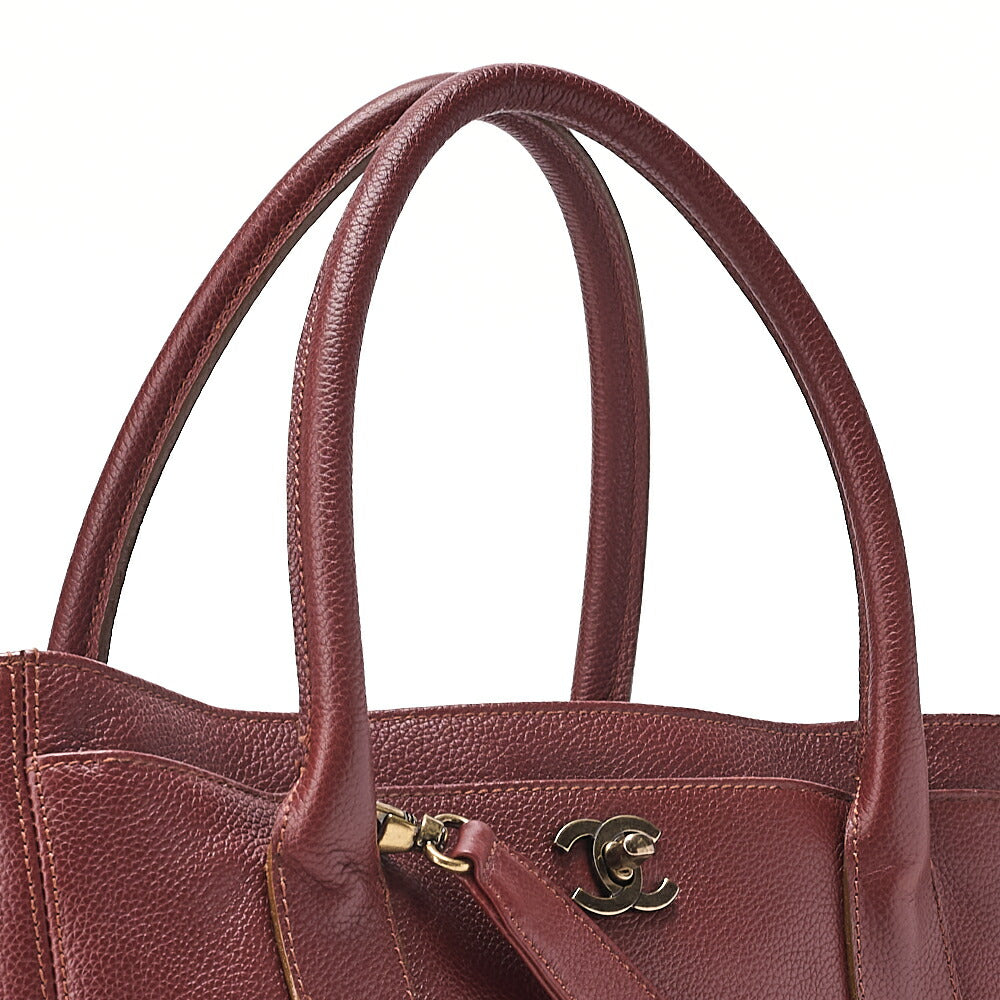 CHANEL Shoulder Bag 2way Tote Bag Executive Caviar Skin Brown Vintage-Tone Hardware, Pre-Owned