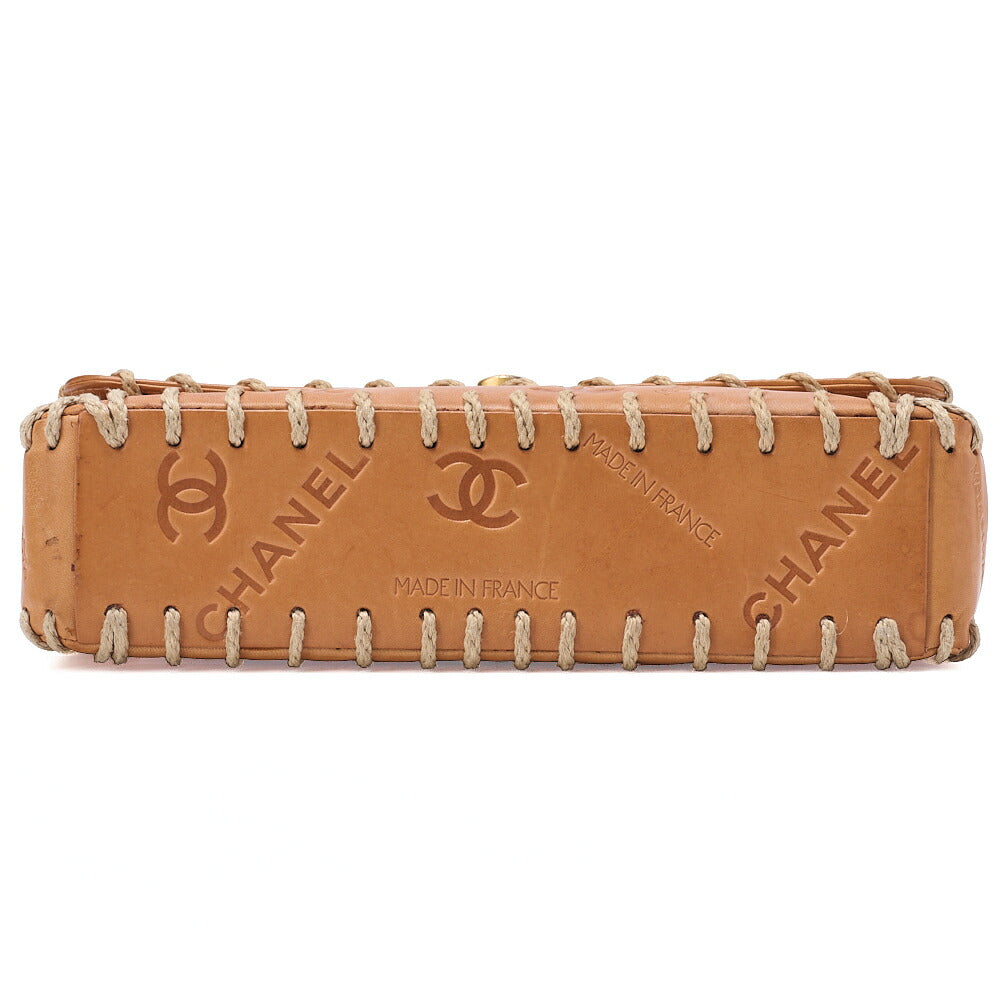 CHANEL Calf Leather Logo Big Coco Single Chain Shoulder Brown Gold-Tone Hardware, Pre-Owned