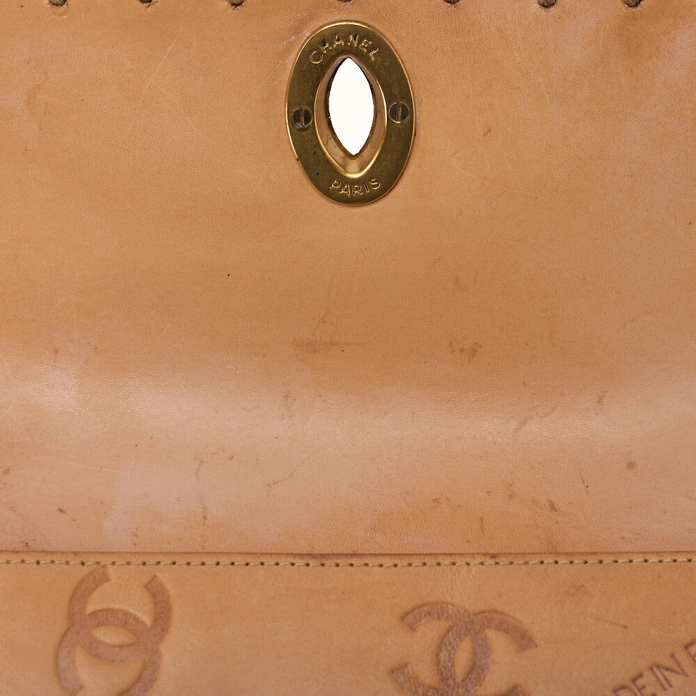 CHANEL Calf Leather Logo Big Coco Single Chain Shoulder Brown Gold-Tone Hardware, Pre-Owned