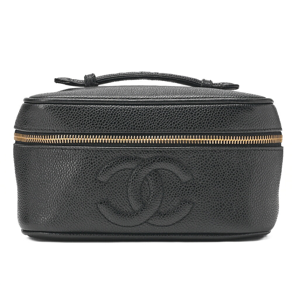 CHANEL Cocomark Vanity Handbag Caviar Skin Black Gold-Tone Hardware, Pre-Owned