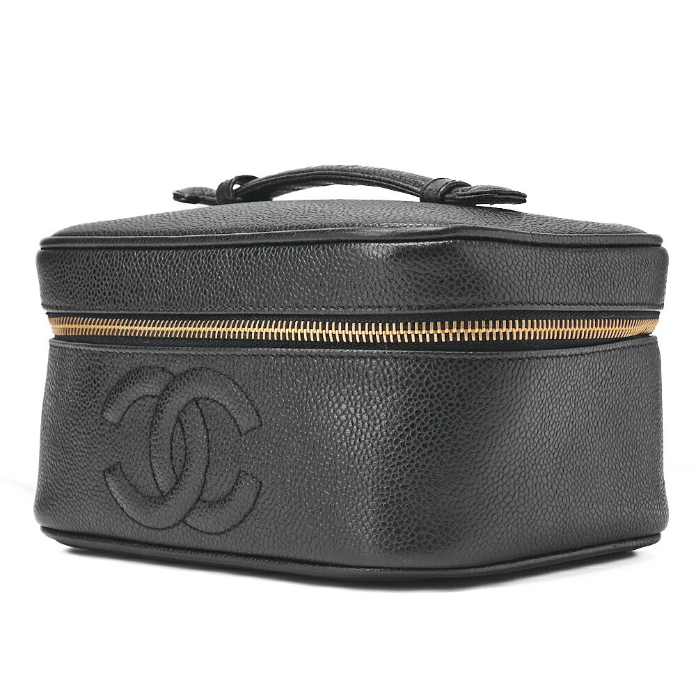 CHANEL Cocomark Vanity Handbag Caviar Skin Black Gold-Tone Hardware, Pre-Owned