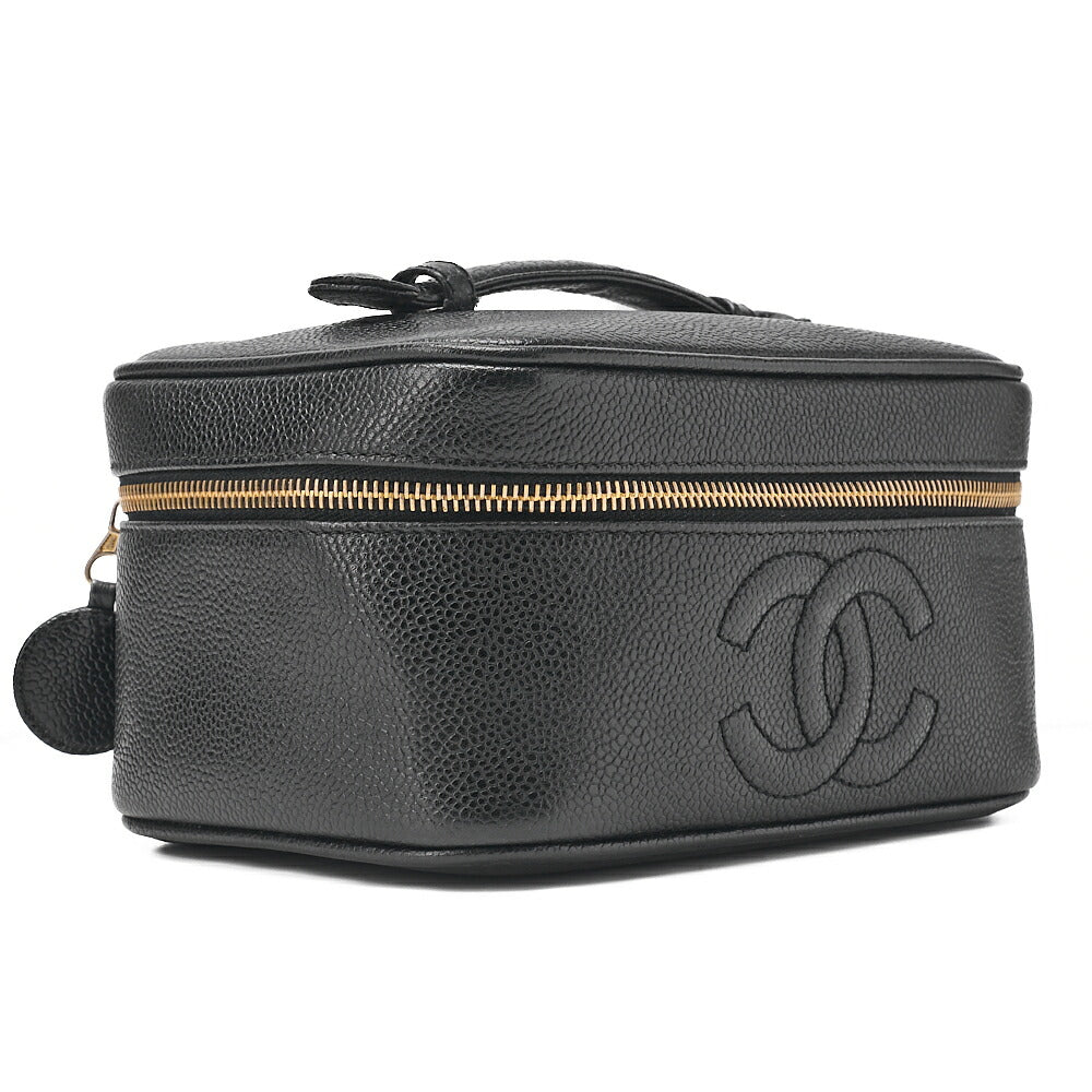 CHANEL Cocomark Vanity Handbag Caviar Skin Black Gold-Tone Hardware, Pre-Owned