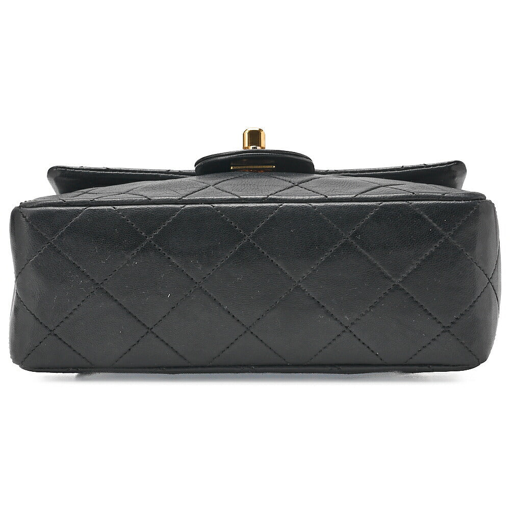 CHANEL Chain Shoulder Bag Mini Matelasse 17cm Lambskin Black Gold-Tone Hardware, Pre-Owned
