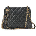 CHANEL Matelasse Plate Charm Shoulder Bag Lambskin Black Gold-Tone Hardware, Pre-Owned