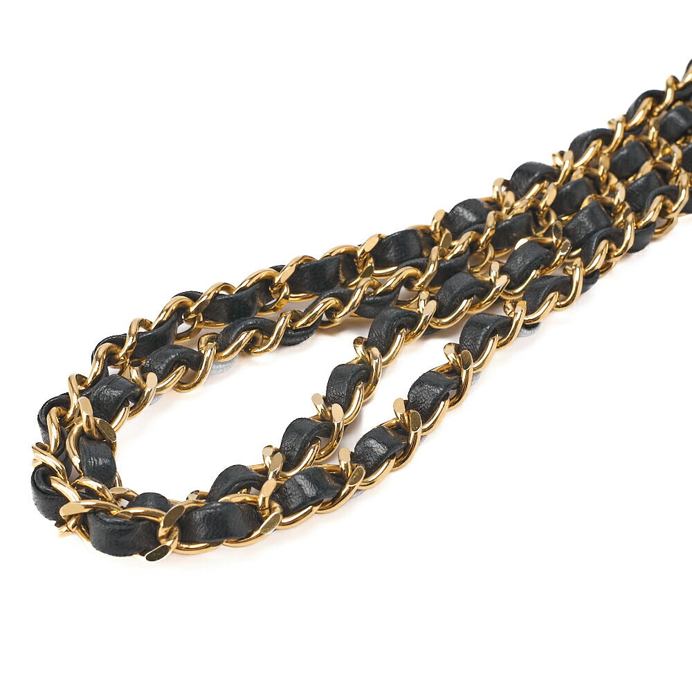 CHANEL Matelasse Plate Charm Shoulder Bag Lambskin Black Gold-Tone Hardware, Pre-Owned