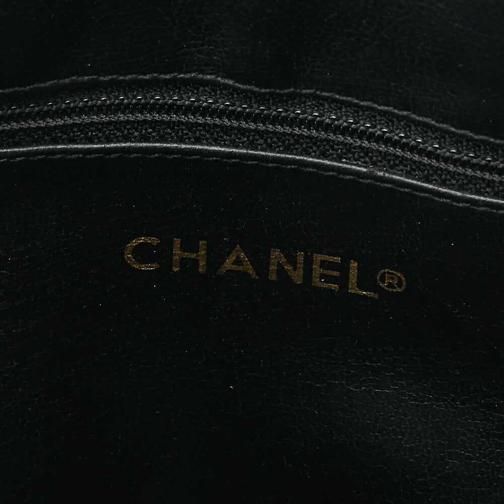 CHANEL Matelasse Plate Charm Shoulder Bag Lambskin Black Gold-Tone Hardware, Pre-Owned