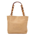CHANEL Chain Tote Bag Coco Mark Tortoiseshell Plastic Chain Shoulder Beige Gold-Tone Hardware, Pre-Owned