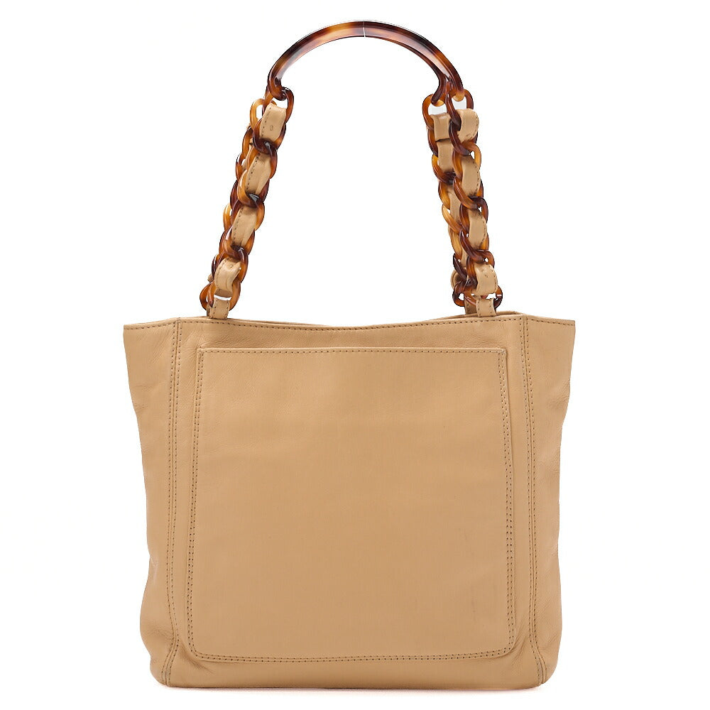 CHANEL Chain Tote Bag Coco Mark Tortoiseshell Plastic Chain Shoulder Beige Gold-Tone Hardware, Pre-Owned