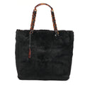 CHANEL Handbag Fur Logo Charm Tortoiseshell Chain Shoulder Bag Black Black-Tone Hardware, Pre-Owned