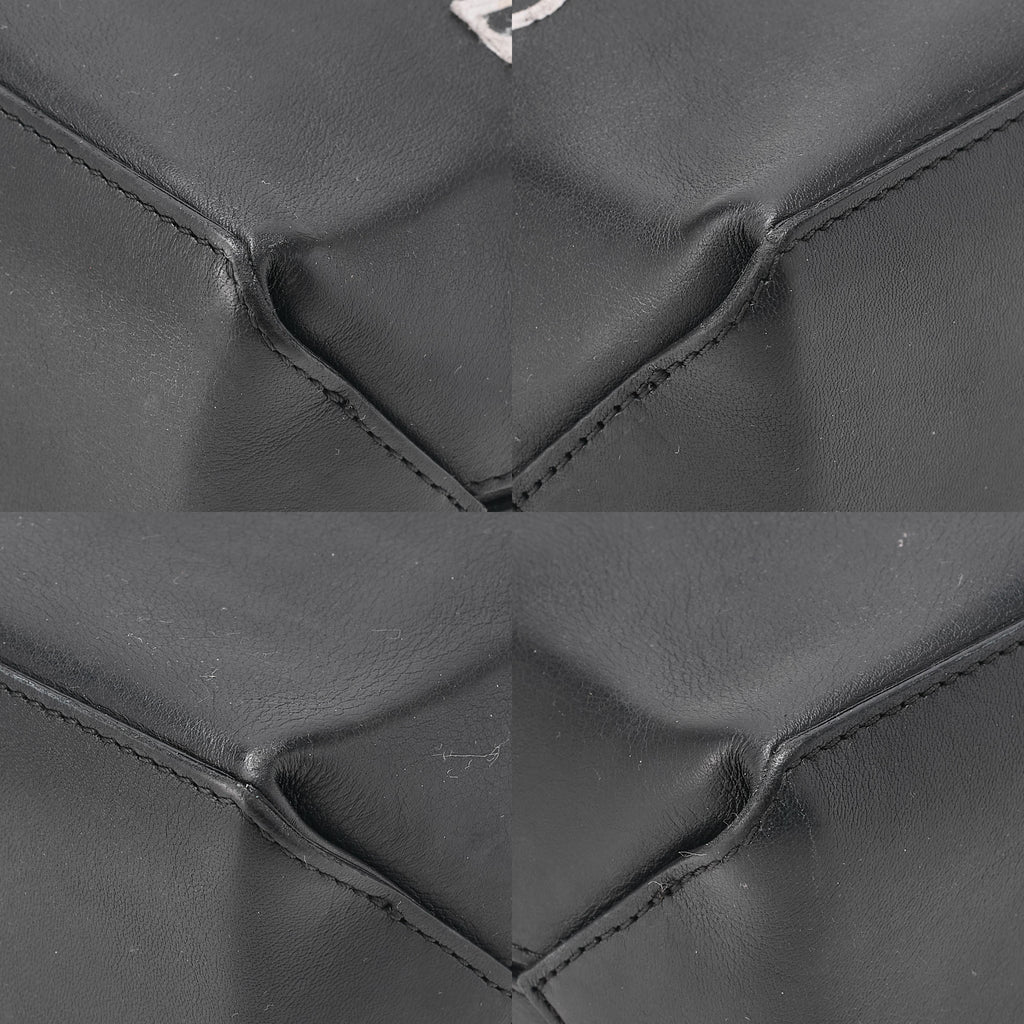 CHANEL Mini Tote Bag Essential Logo Mark Lambskin Black Silver-Tone Hardware, Pre-Owned