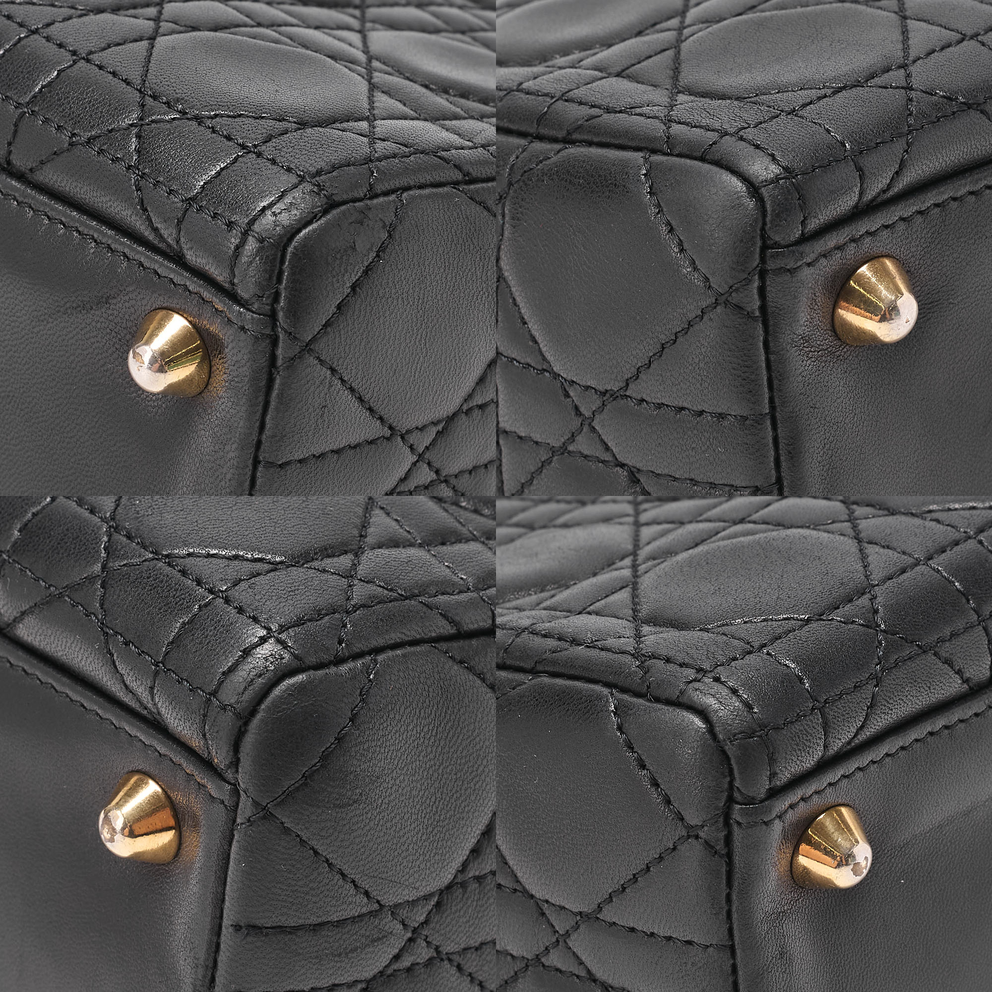 Dior Lady Dior Cannage 2-Way Handbag Large Size Lambskin Gold -Tone Hardware, Pre-Owned