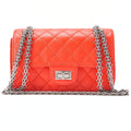 CHANEL Matelasse 2.55 Lock Single Chain Shoulder Bag Caviar Skin Orange Silver-Tone Hardware, Pre-Owned
