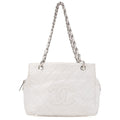 CHANEL Tote Bag Matelasse Lambskin Double Chain Shoulder PTT White Silver-Tone Hardware, Pre-Owned
