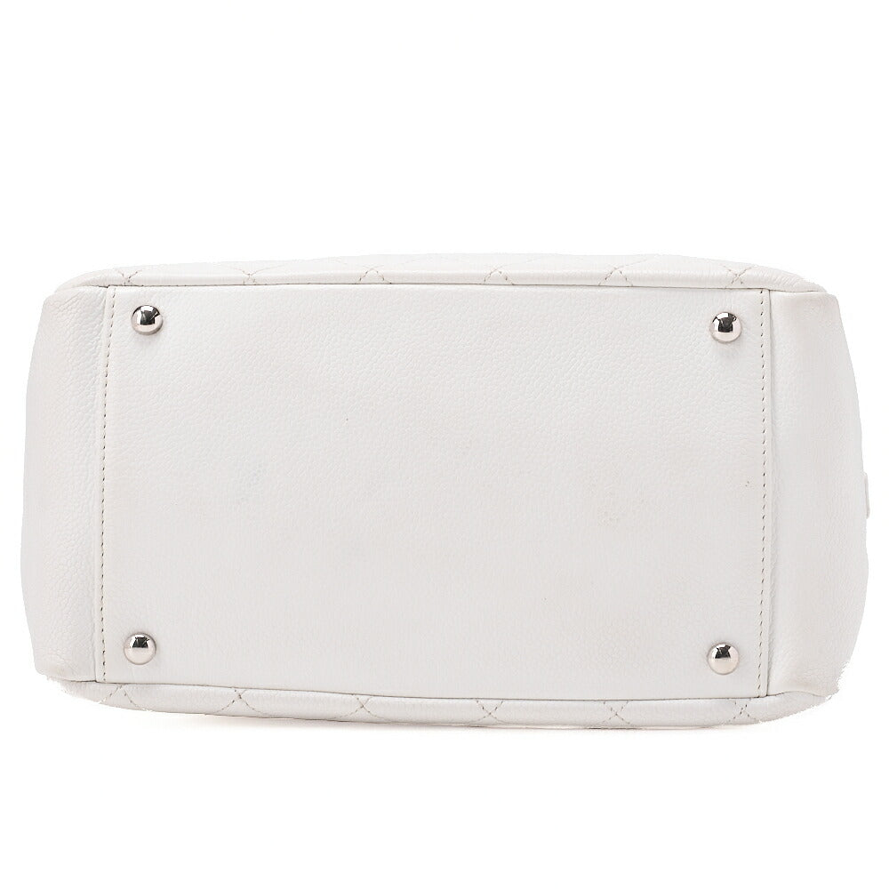 CHANEL Tote Bag Matelasse Lambskin Double Chain Shoulder PTT White Silver-Tone Hardware, Pre-Owned