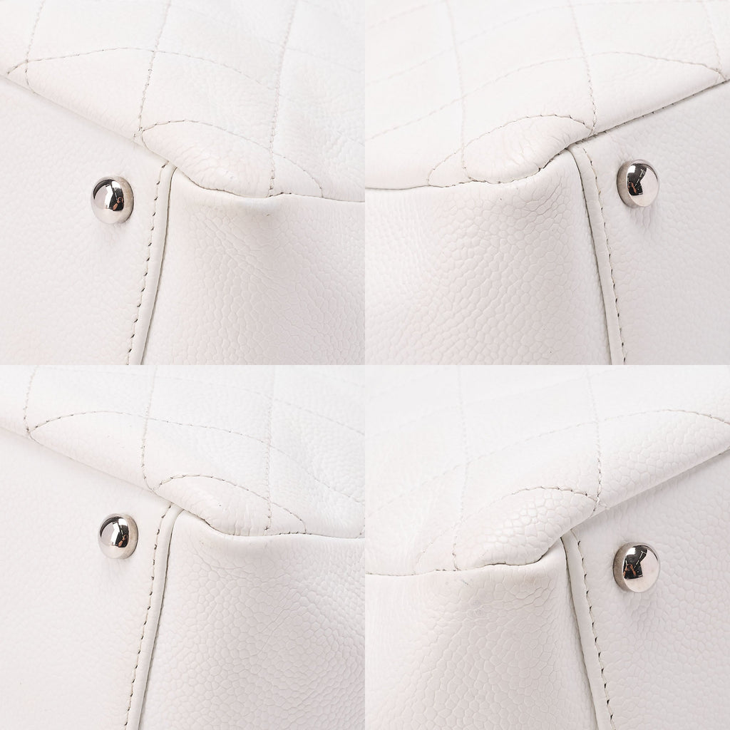 CHANEL Tote Bag Matelasse Lambskin Double Chain Shoulder PTT White Silver-Tone Hardware, Pre-Owned