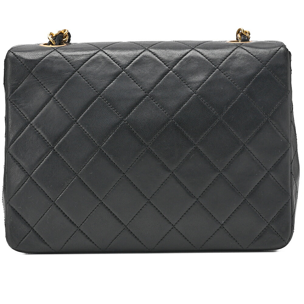 CHANEL Chain Shoulder Bag Single Mini Matrasse 20cm Lambskin Black Gold-Tone Hardware, Pre-Owned