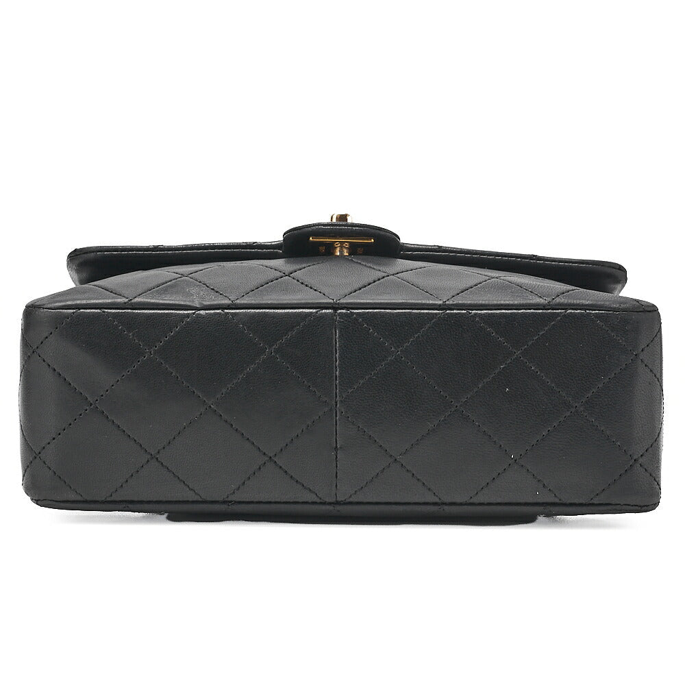 CHANEL Chain Shoulder Bag Single Mini Matrasse 20cm Lambskin Black Gold-Tone Hardware, Pre-Owned