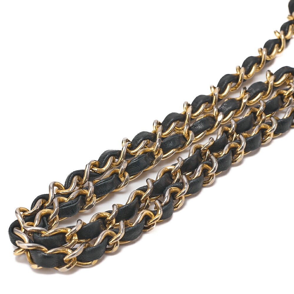 CHANEL Chain Shoulder Bag Single Mini Matrasse 20cm Lambskin Black Gold-Tone Hardware, Pre-Owned