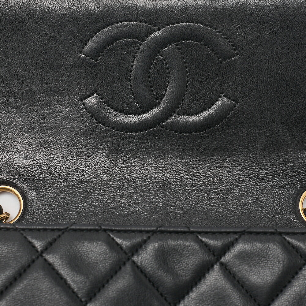 CHANEL Chain Shoulder Bag Single Mini Matrasse 20cm Lambskin Black Gold-Tone Hardware, Pre-Owned