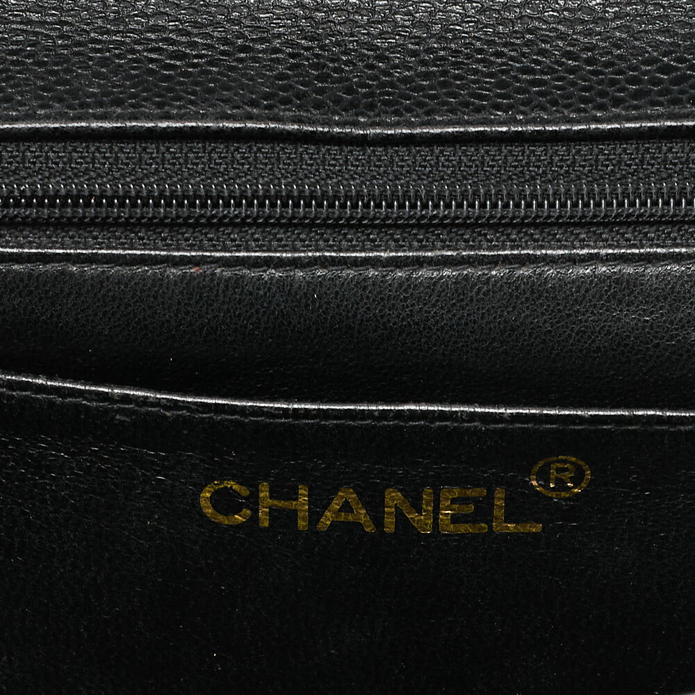 CHANEL Handbag Mademoiselle Turnlock Caviar Skin Black Gold-Tone Hardware, Pre-Owned
