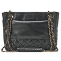 CHANEL Matelasse with Pull Charm Double Chain Shoulder Bag Lambskin Black Gold-Tone Hardware, Pre-Owned