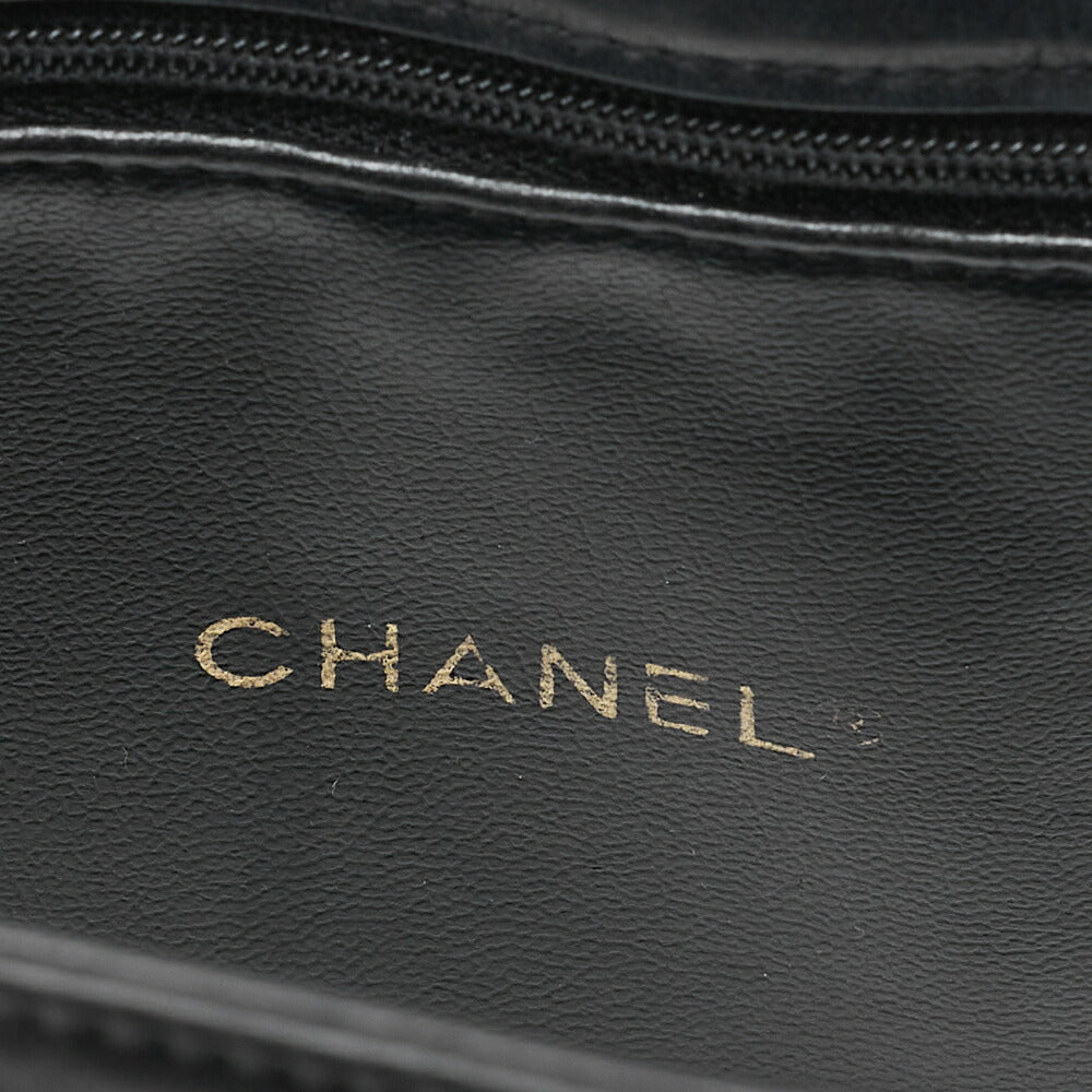 CHANEL Matelasse with Pull Charm Double Chain Shoulder Bag Lambskin Black Gold-Tone Hardware, Pre-Owned