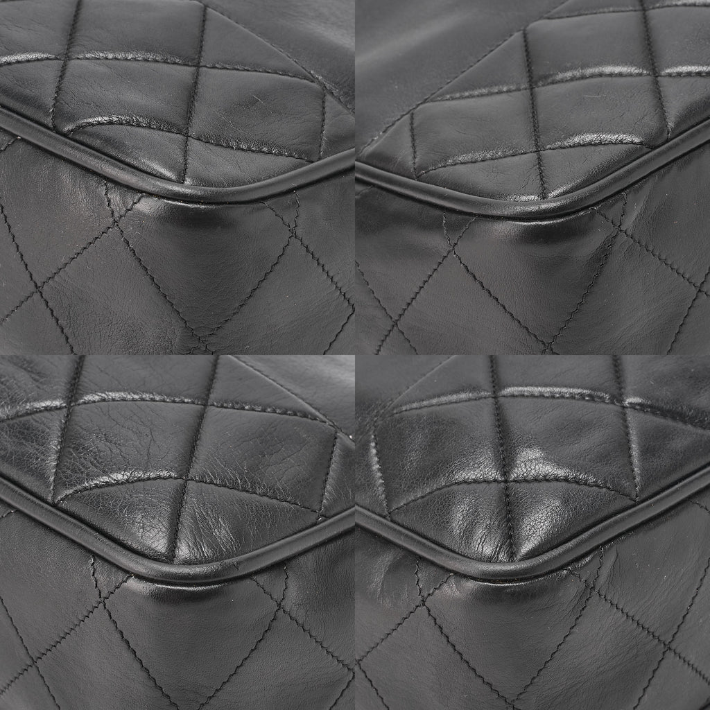 CHANEL Matelasse with Pull Charm Double Chain Shoulder Bag Lambskin Black Gold-Tone Hardware, Pre-Owned