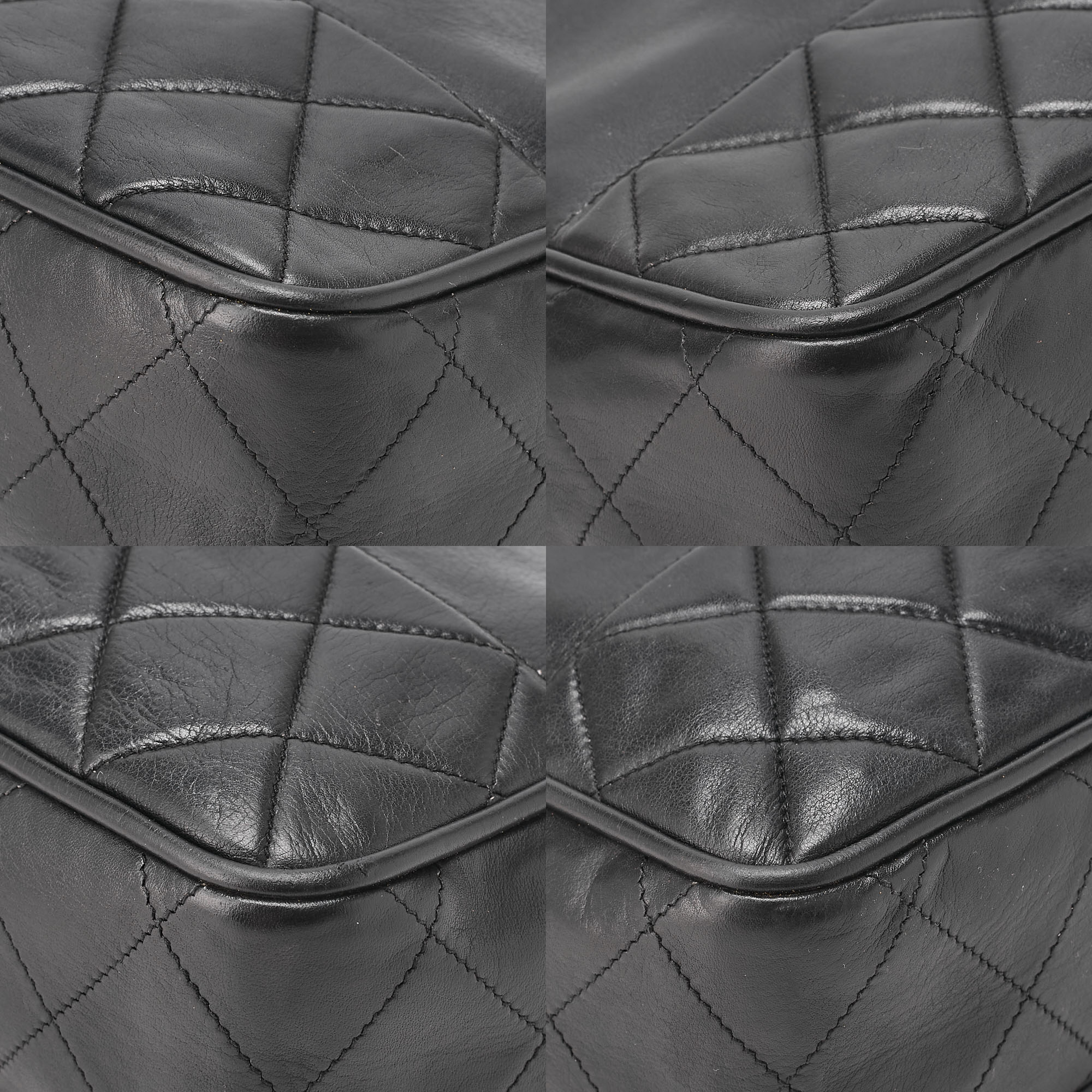 CHANEL Matelasse with Pull Charm Double Chain Shoulder Bag Lambskin Black Gold-Tone Hardware, Pre-Owned