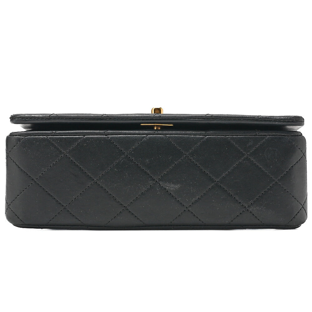 CHANEL Lambskin Matlassse Full Flap 19cm Chain Shoulder Black Gold-Tone Hardware, Pre-Owned
