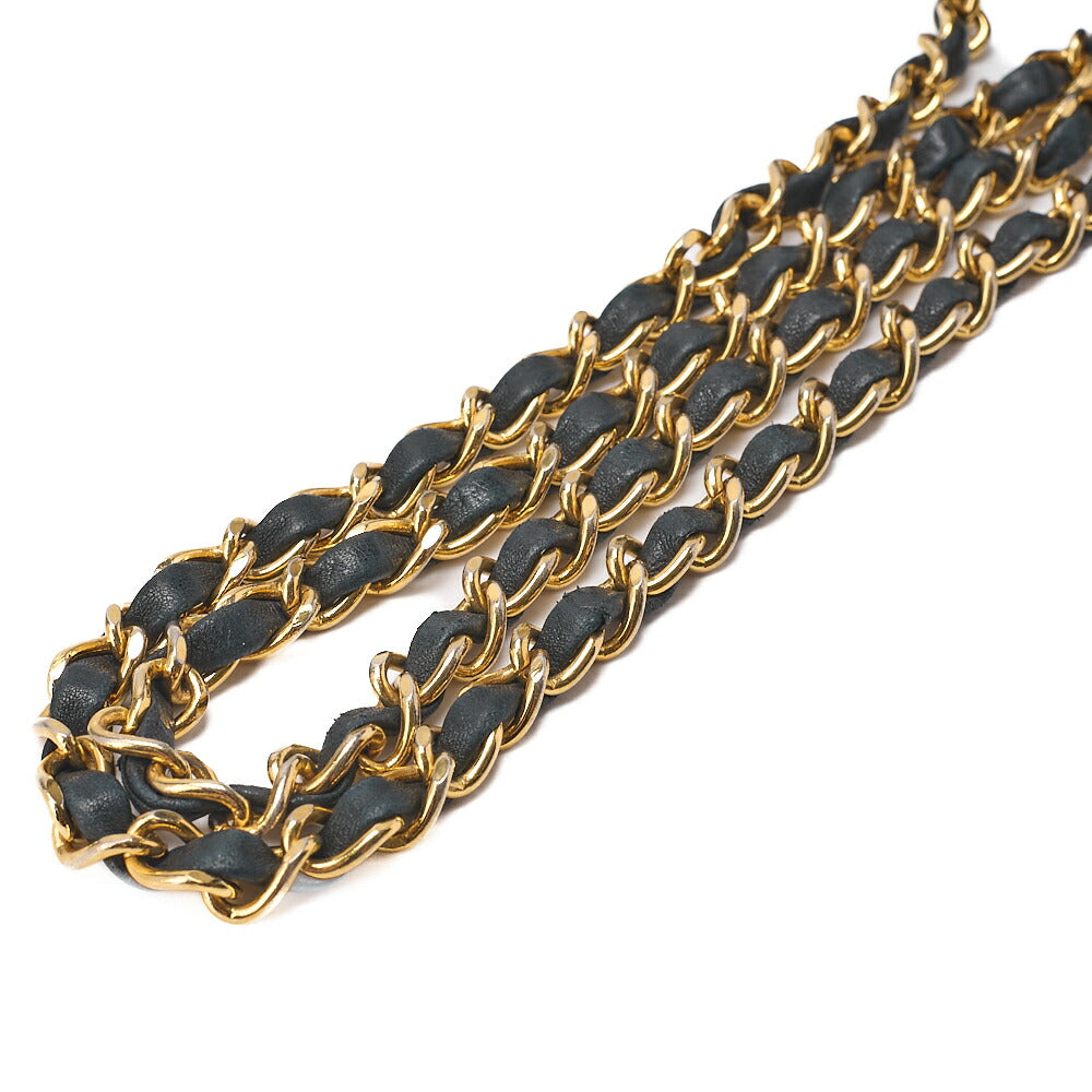 CHANEL Lambskin Matlassse Full Flap 19cm Chain Shoulder Black Gold-Tone Hardware, Pre-Owned