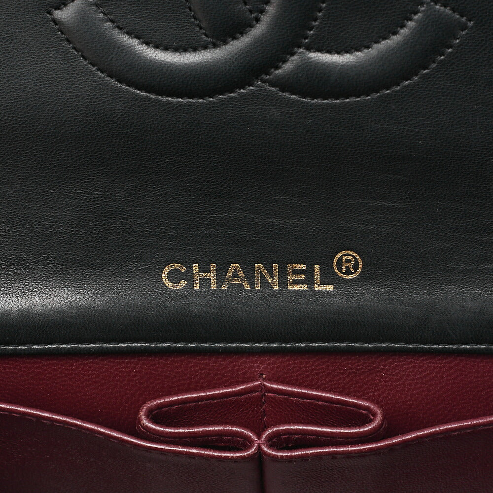 CHANEL Lambskin Matlassse Full Flap 19cm Chain Shoulder Black Gold-Tone Hardware, Pre-Owned