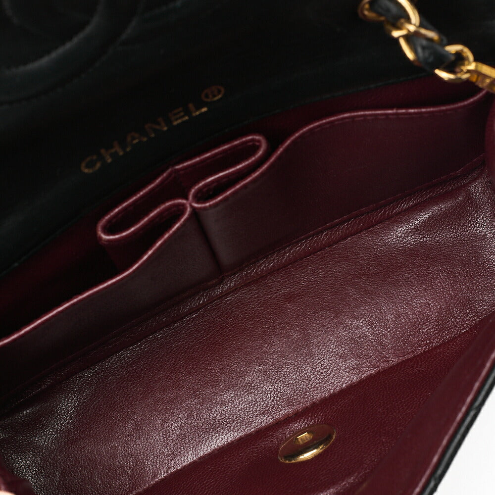 CHANEL Lambskin Matlassse Full Flap 19cm Chain Shoulder Black Gold-Tone Hardware, Pre-Owned