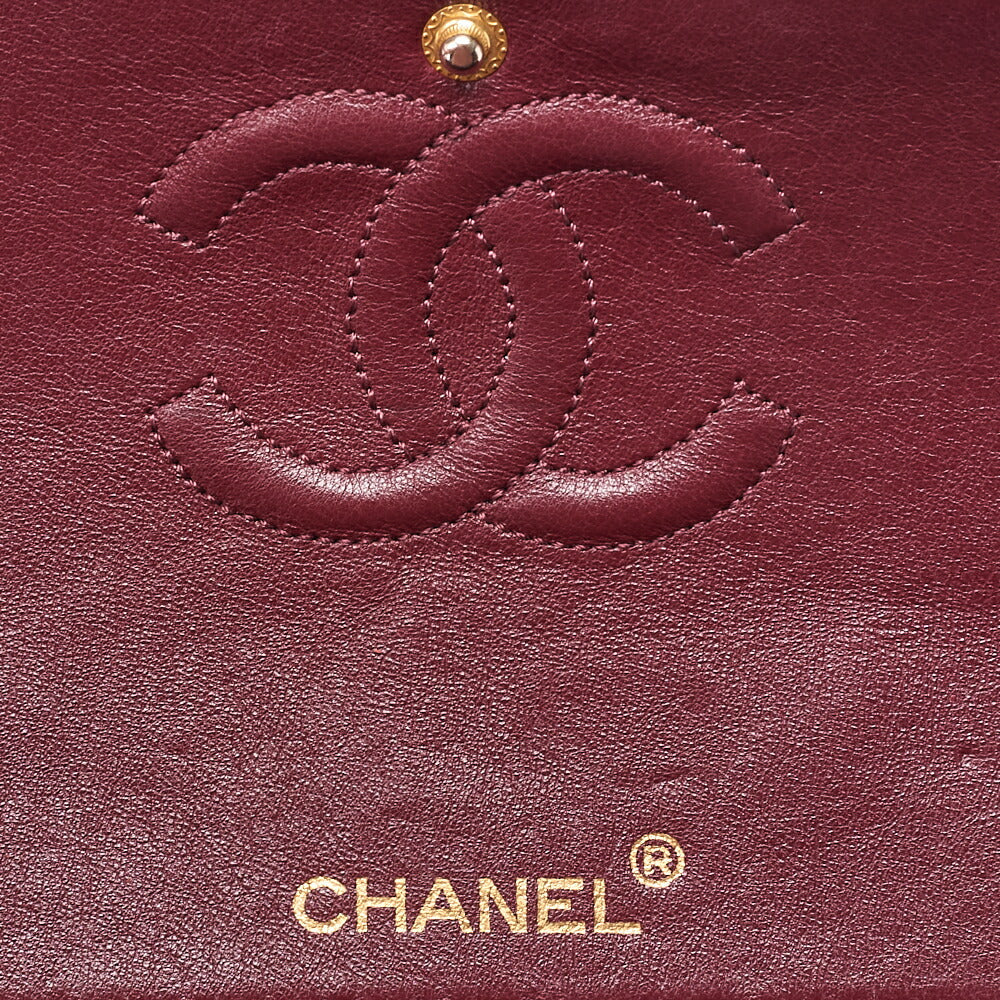 CHANEL Lambskin Matelasse 25cm Double Flap Chain Shoulder Black Gold-Tone Hardware, Pre-Owned