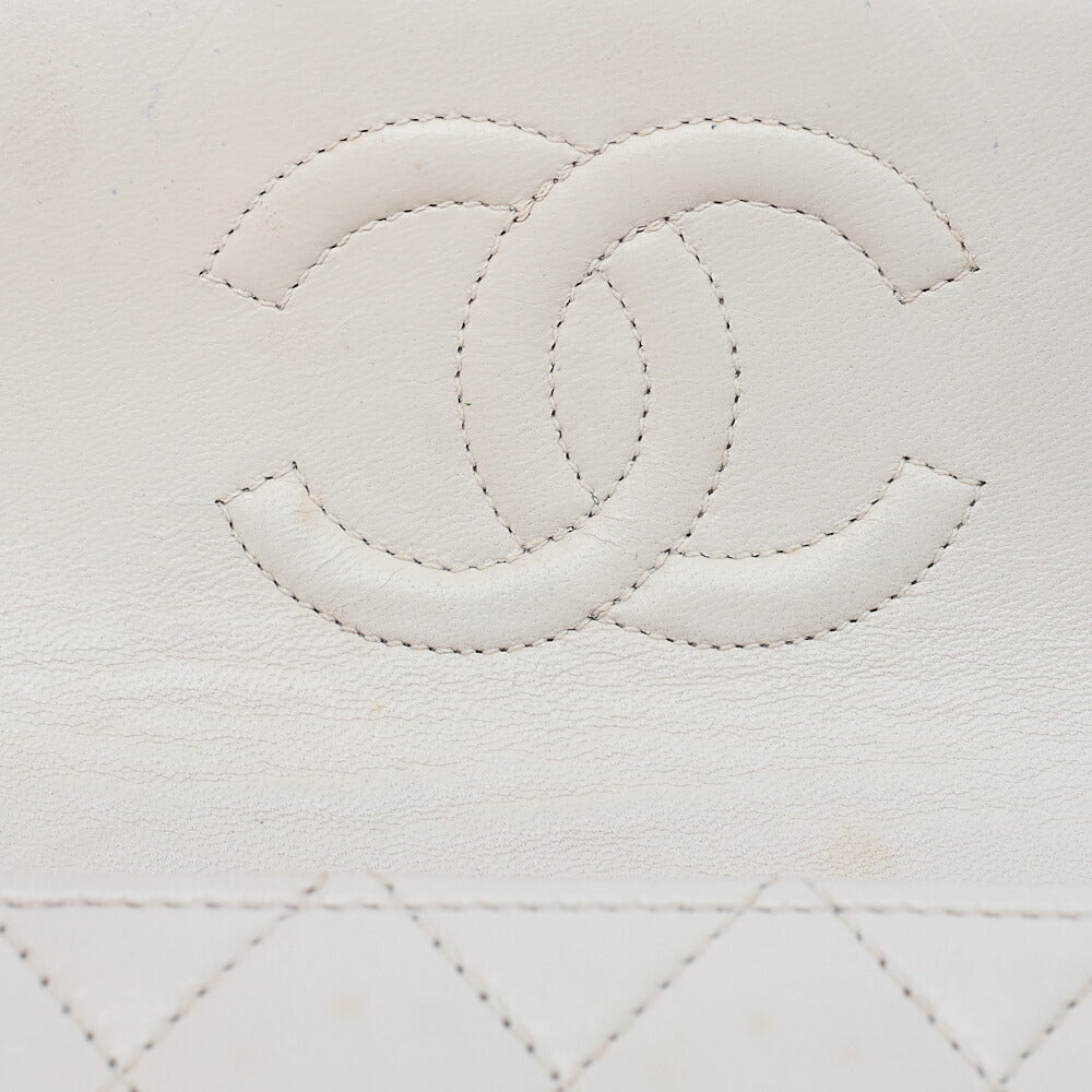 CHANEL Chain Shoulder Bag Mini Matrasse 17cm Bicolor Lambskin White x Black Gold-Tone Hardware, Pre-Owned