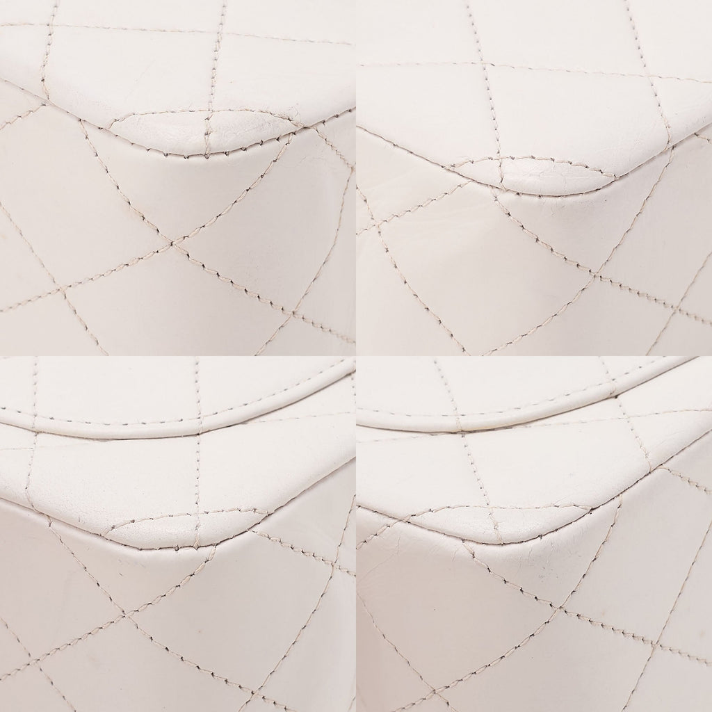 CHANEL Chain Shoulder Bag Mini Matrasse 17cm Bicolor Lambskin White x Black Gold-Tone Hardware, Pre-Owned