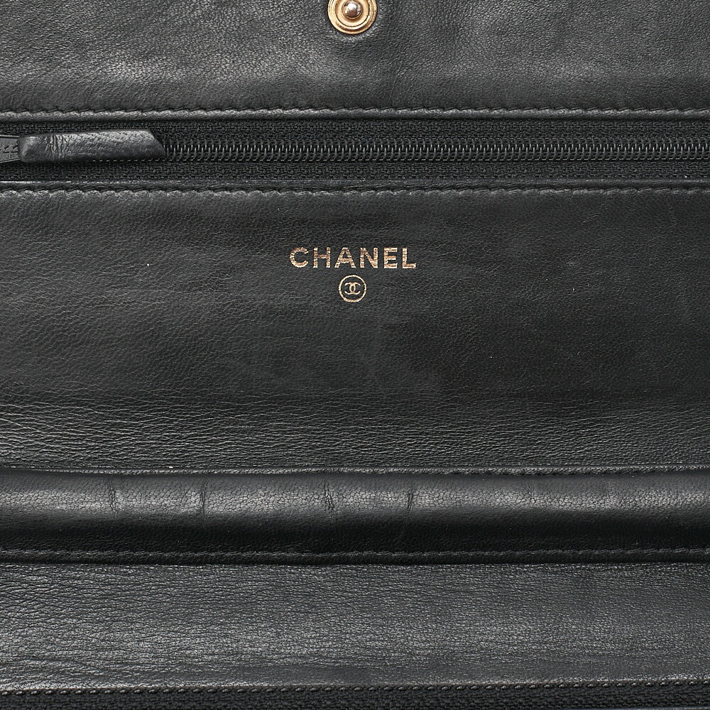 CHANEL Matrasse Chain Wallet Lambskin Black Gold-Tone Hardware, Pre-Owned