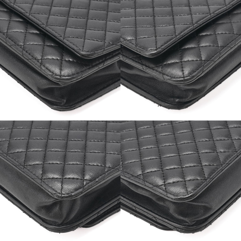 CHANEL Matrasse Chain Wallet Lambskin Black Gold-Tone Hardware, Pre-Owned