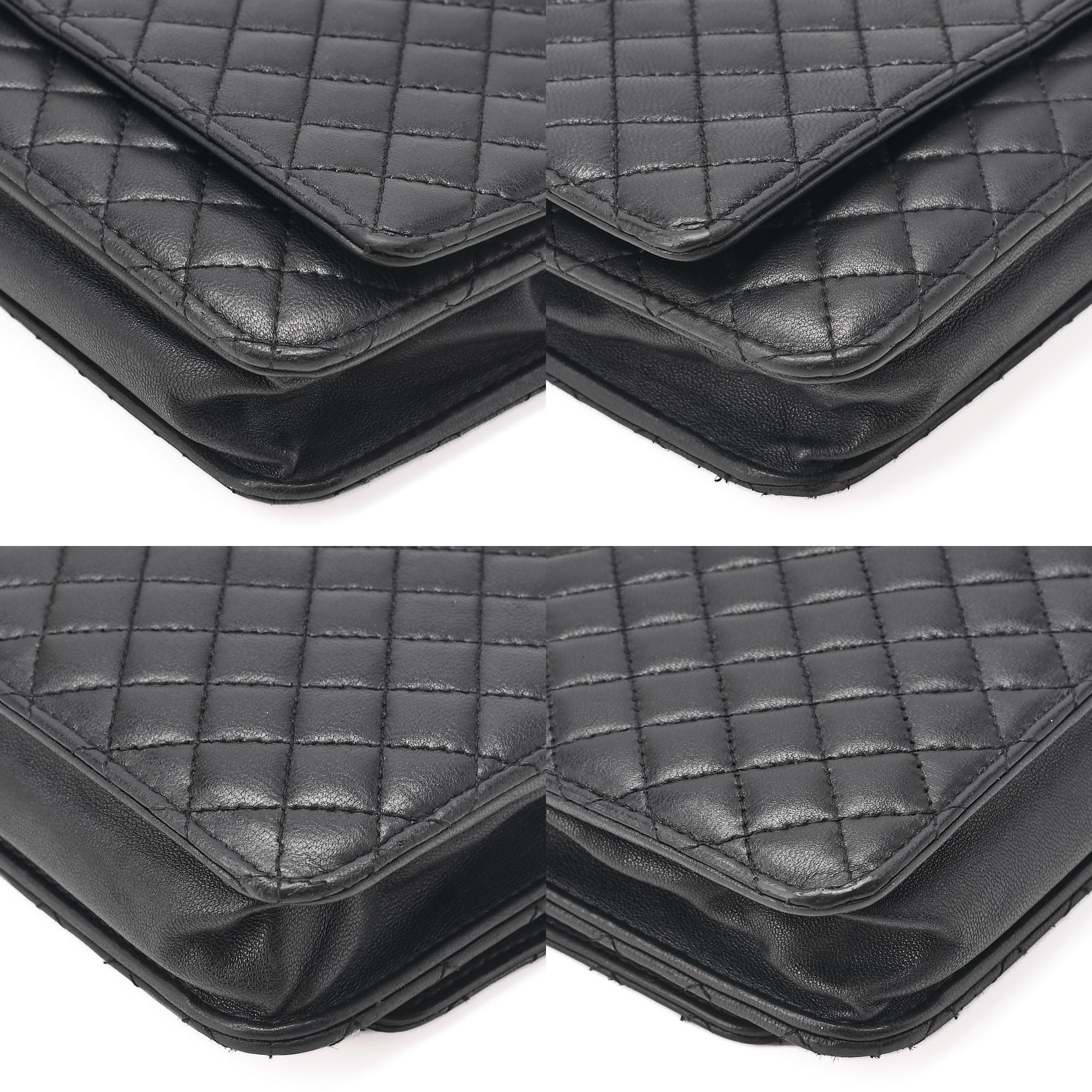 CHANEL Matrasse Chain Wallet Lambskin Black Gold-Tone Hardware, Pre-Owned