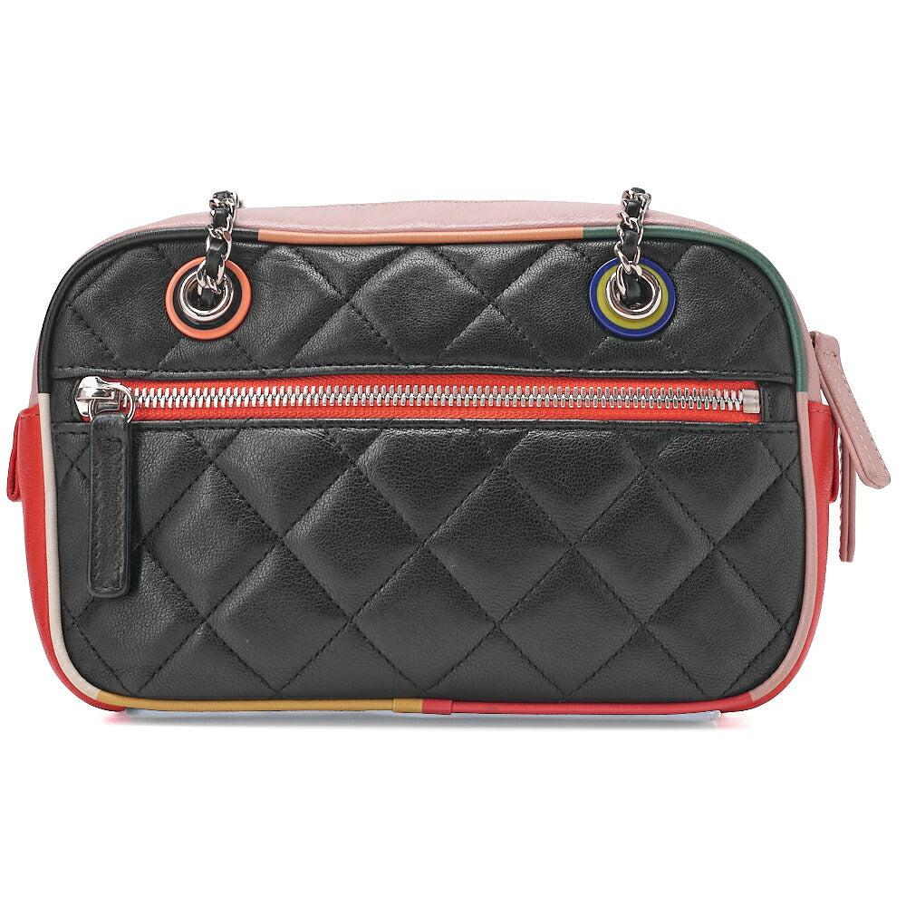 CHANEL Chain Shoulder Bag Matelasse Camera Type Lambskin Bicolor Silver-Tone Hardware, Pre-Owned