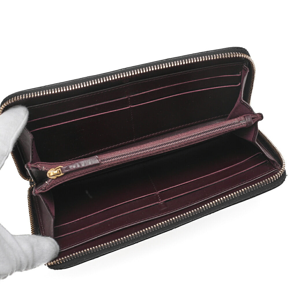CHANEL Matelasse Round Long Wallet Caviar Skin Black Gold-Tone Hardware, Pre-Owned